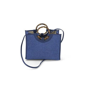 Bamboo Handle Bag Small Paglia/Blue