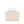 A cream-colored felt makeup bag with a light blue top handle and zipper pull, shown against a plain white background.