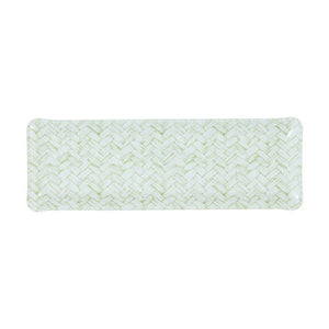 Fabric Tray Oblong Basketweave/Green