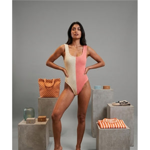 Two Tone One Piece Swimsuit