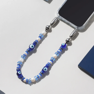 Evil Eye Wristlet - Blue/Pearl