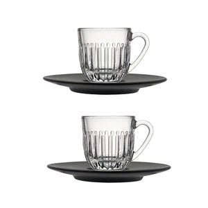 Espresso Cup Set with 2 Anthracite Saucers