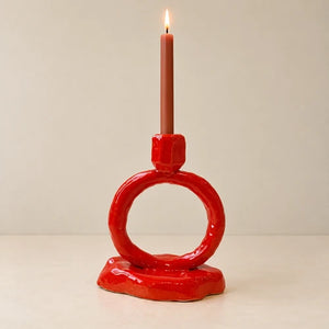 Janice Jill Studio Chhed Candlestick - Tomato Red