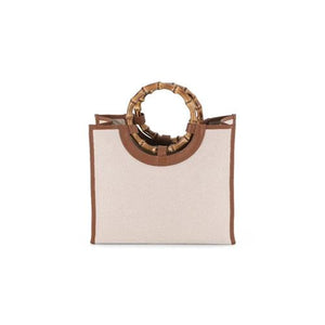 Bamboo Handle Bag Medium Canvas / Cream