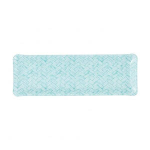Fabric Tray Oblong Basketweave/Aqua
