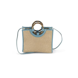 Bamboo Handle Bag Small Paglia/Natural Light Blue