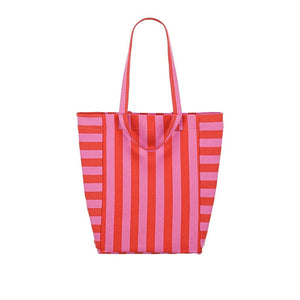 Rose in April Elisabeth Tote Bag in Stripes Tomato/Candy