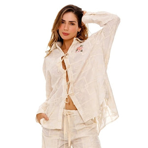 Swan Tie-Bow Shirt 18121
