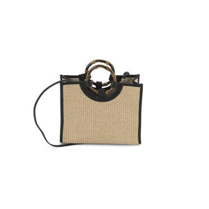 Bamboo Handle Bag Small Paglia/Natural Black