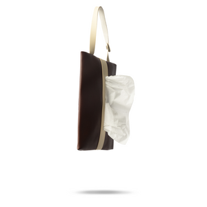 WORKSHOP Leather Tissue Cover with Handle in Brown / Biege