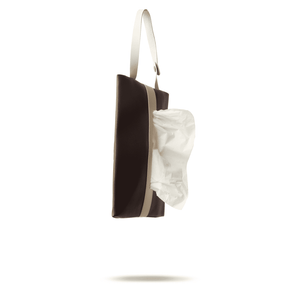 WORKSHOP Leather Tissue Cover with Handle in Brown / Biege