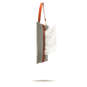 WORKSHOP Leather Tissue Cover with Handle in Gray / Orange