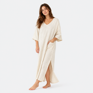 Bongusta Naram Kaftan Dress in Cream Terry