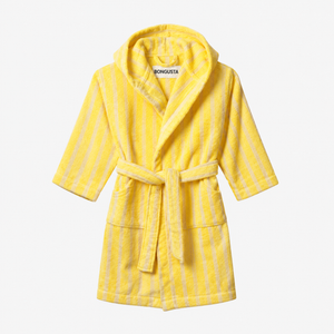 Bongusta Naram Kids Bathrobe in Pristine & Neon Yellow Terry