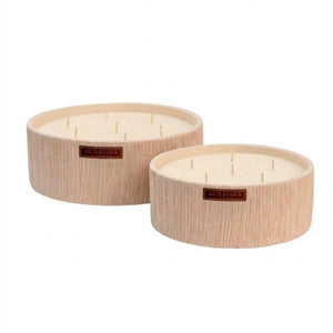 White Ribbed Flat Candle
