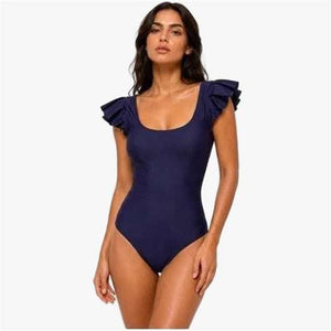 Swimsuit with Ruffles - Navy Blue