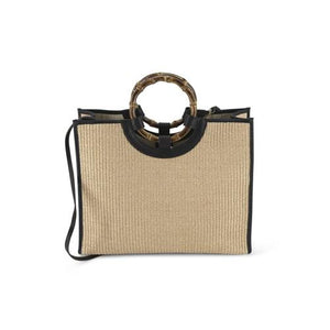 Bamboo Handle Bag Large Paglia / Natural Black