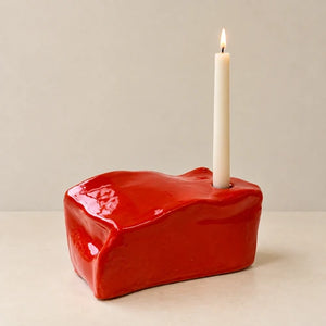 Janice Jill Studio Block Candlestick - Tomato red