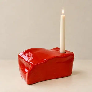 Janice Jill Studio Block Candlestick - Tomato red