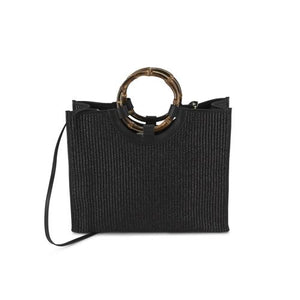 Bamboo Handle Bag Large Paglia / Black