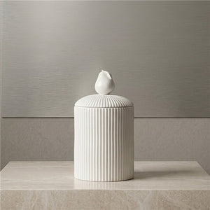 Ceramic Ribbed Round Box