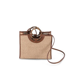Bamboo Handle Bag Small Paglia/Natural Brown