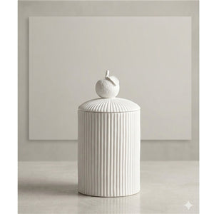 Ceramic Ribbed Round Box