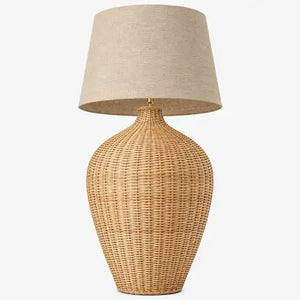 Extra Large Floor Lamp (Terracotta & Rattan) - Kayu