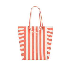 Rose in April Elisabeth Tote Bag in Stripes Greige/Tomato