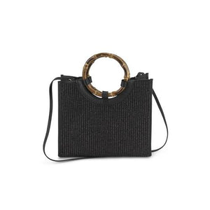 Bamboo Handle Bag Medium Paglia / Black