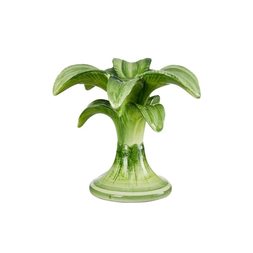 CERAMIC PALM CANDLEHOLDER - SMALL (GREEN)