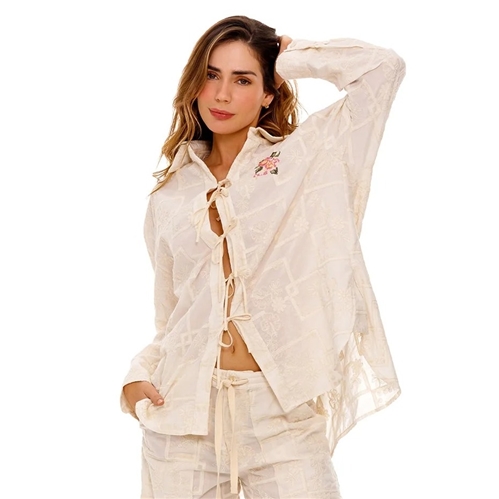 Swan Tie-Bow Shirt 18121