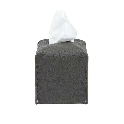 Leather Tissue Cover Square / Dark Gray