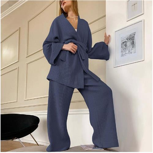 Waffle Lounge Wear / Blue / Large