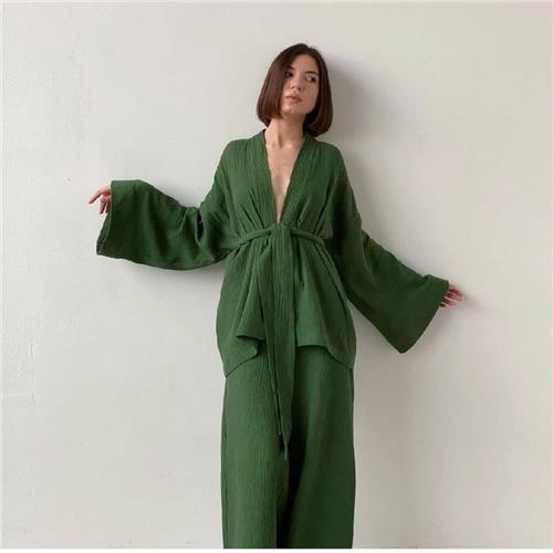 Waffle Lounge Wear / Green / Medium