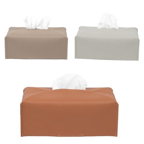 Leather Tissue Cover Rectangular / Black
