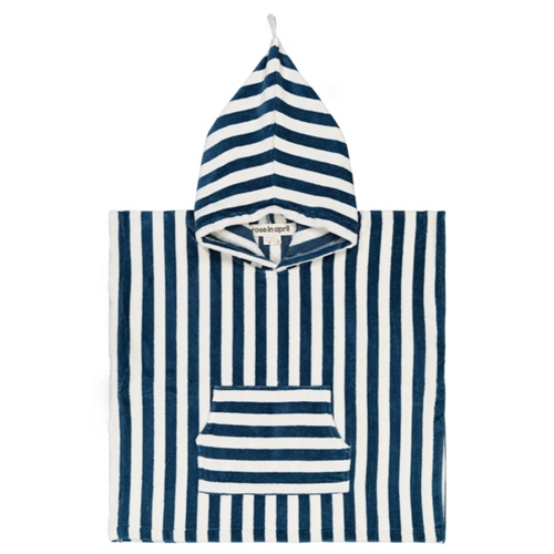 Bath Poncho Suzon in Terry / Blue Midnight & White / 4-6