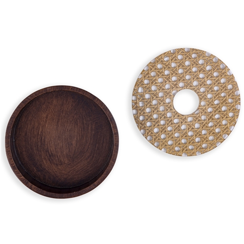 Rattan Collection Round Tissue Boxes / Beige Lid