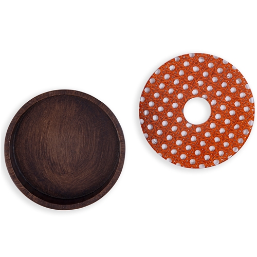 Rattan Collection Round Tissue Boxes / Red Lid