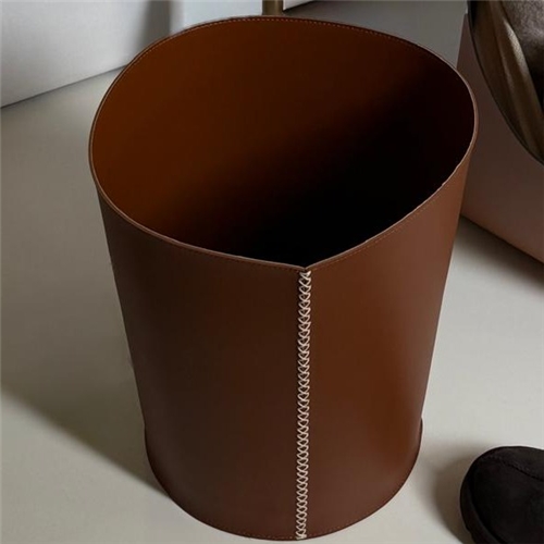 Leather Bin / Almond Brown