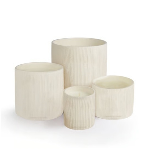 BOUGIE CERAMIQUE STRIEE WHITE/ FLEUR D'ORANGER