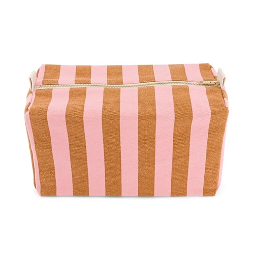 Toilet Bag Vic / Print Stripes Caramel/Strawberry