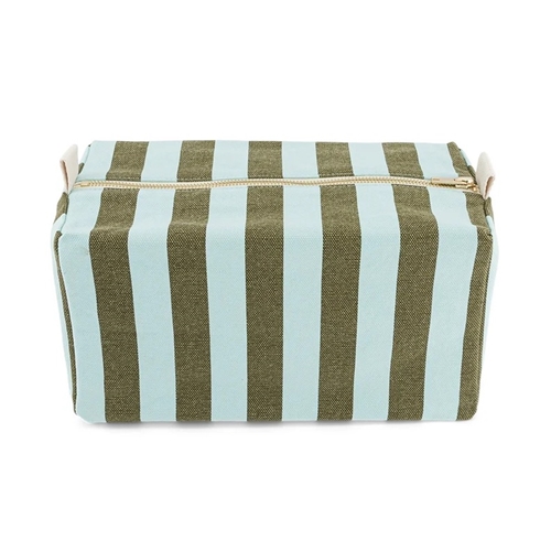 Toilet Bag Vic / Print Stripes Aqua/Olive