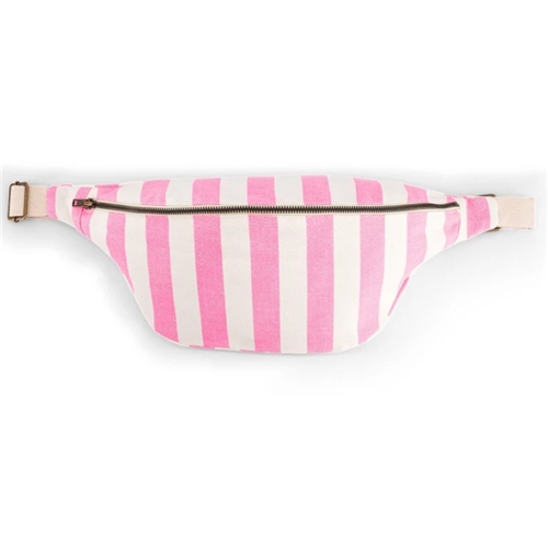 Banana Bag / Stripes Ecru/Neon Pink