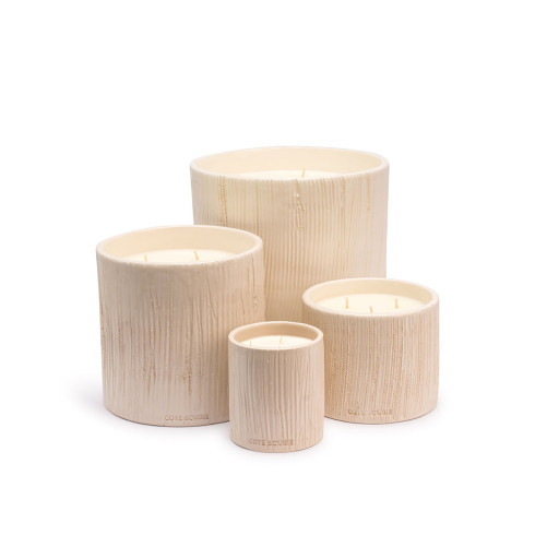 BOUGIE CERAMIQUE STRIEE WHITE/ FLEUR D'ORANGER